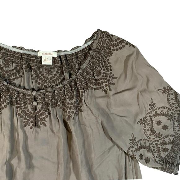 Sundance Floral Embroidered Mock Neck Mini Dress - L - Picture 2 of 3